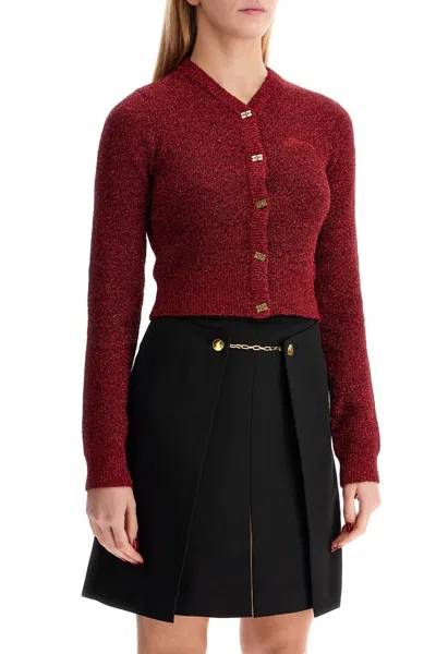 Ganni Red Sparkle Short Cardigan In Red