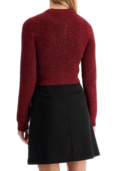 Ganni Red Sparkle Short Cardigan In Red