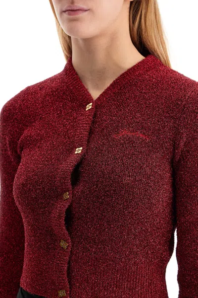 Ganni Red Sparkle Short Cardigan In Red