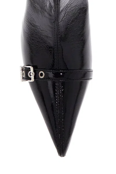 Ganni Black Eyelets Slouchy High Shaft Tall Boots In Black