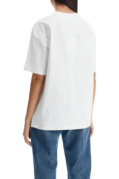 Ganni T-shirt With Rhin In White