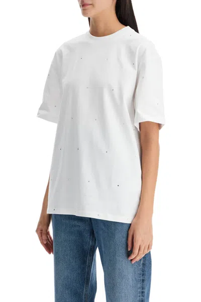 Ganni T-shirt With Rhin In White