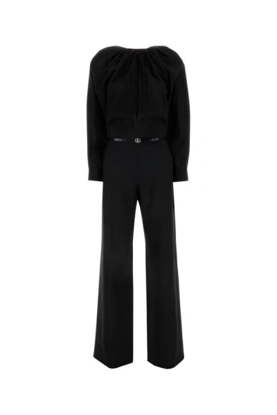 Gucci Jumpsuit Wool Belted Waist In Black