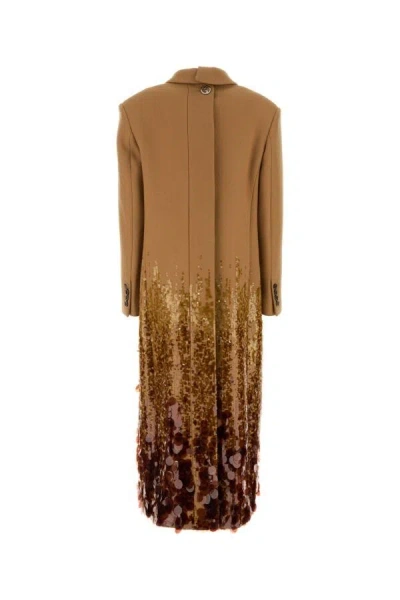 Gucci Brown Batavia Wool Coat With Embroidery In Brown