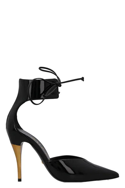 Gucci 90mm Miranda Patent Leather Pumps In Black