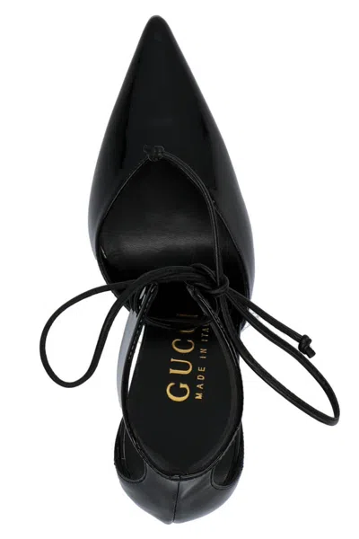 Gucci 90mm Miranda Patent Leather Pumps In Black