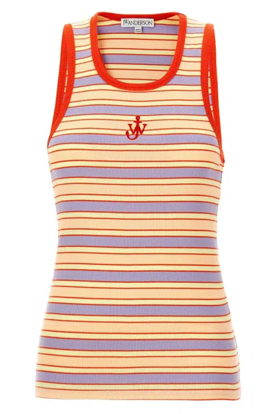 Jw Anderson Multicolor Contrast Trim Striped Tank Top In Multicolor