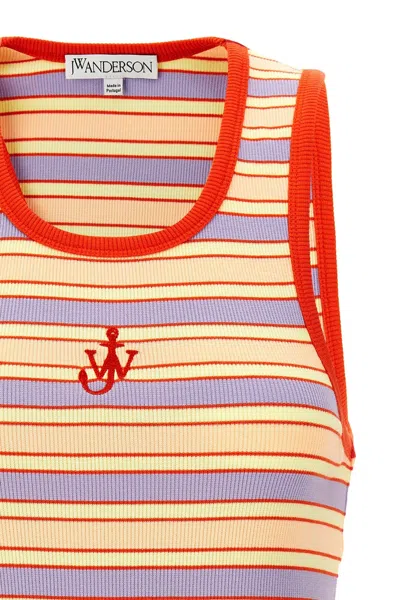 Jw Anderson Multicolor Contrast Trim Striped Tank Top In Multicolor