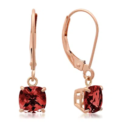 Maxcolor 10k Rose Gold 6mm Cushon Checkerboard Cut Dangle Leverback Earrings In Multi