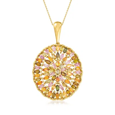 Ross-simons Multicolored Tourmaline Pendant Necklace In 18kt Gold Over Sterling In Multi