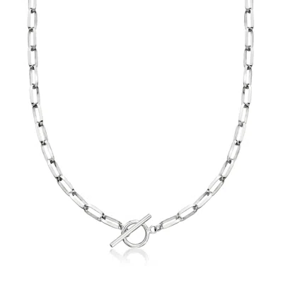 Ross-simons Sterling Silver Paper Clip Link Toggle Necklace. 16 Inches In Multi