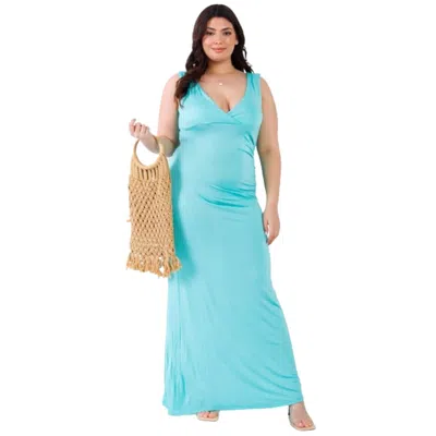 Fashnzfab Plus V-neck Sleeveless Maxi Dress In Multi
