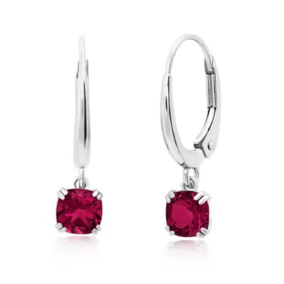 Nicole Miller 10k White Or Yellow Gold Cushion Cut 5mm Gemstone Dangle Lever Back Earrings With Push Backs In Multi