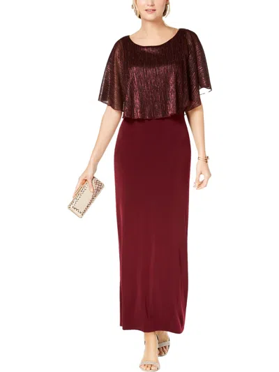 Connected Apparel Womens Metallic Capelet Evening Dress In Multi
