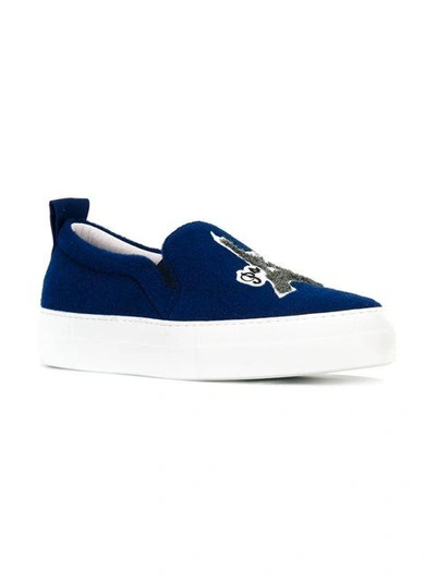 Shop Joshua Sanders 'eiffel Tower' Slip-on Sneakers In Blue