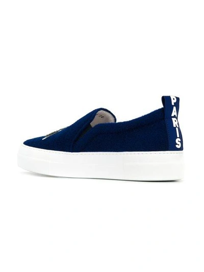 Shop Joshua Sanders 'eiffel Tower' Slip-on Sneakers In Blue