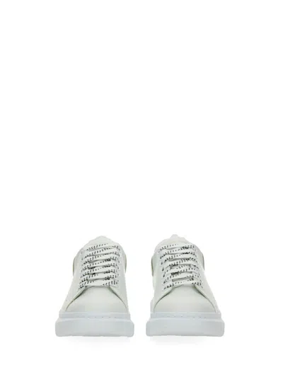 Alexander Mcqueen White Sneakers With Logo Lettering On The Rear And Oversize Rubber Sole In Leather Man In White