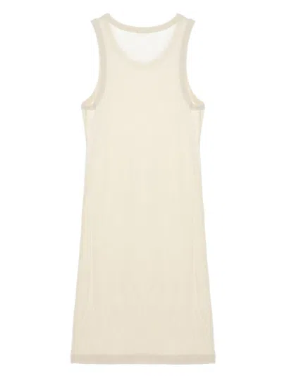 Helmut Lang Fine-ribbed Tank Minidress In Beige