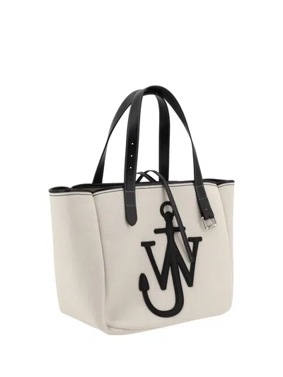 Jw Anderson White Shopper With Jw Logo On The Front In Beige