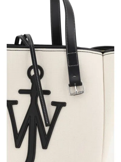 Jw Anderson White Shopper With Jw Logo On The Front In Beige