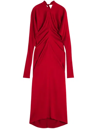 Lanvin Draped V-neck Dress In Red