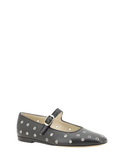 Le Monde Beryl Studded Leather Mary Jane Ballerina Flats In Black