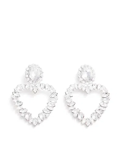 Self-portrait Crystal Heart Earrings Accessories In Silver