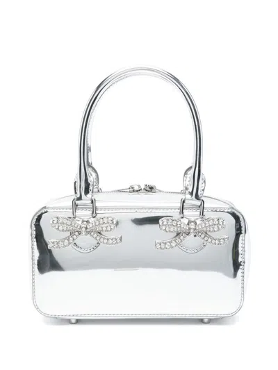 Self-portrait Silver-colored Handbag With Bows On The Front In Silver