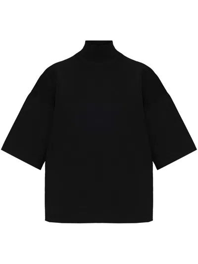 Theory Stretch-jersey Turtleneck Top In Black