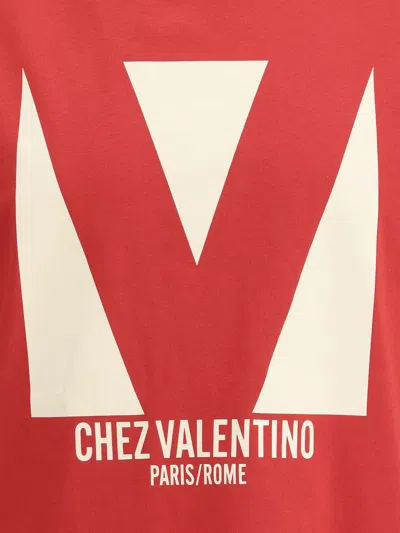 Valentino Crewneck Graphic Print T-shirt Logo In Red