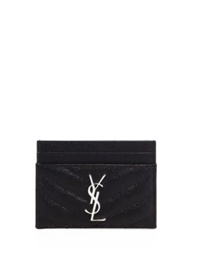 Shop Saint Laurent Monogram Matelassé Leather Card Case In Black