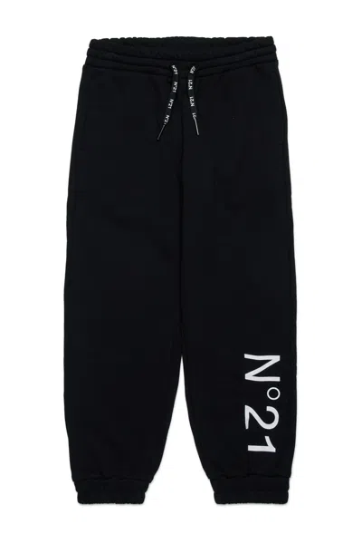 N°21 Pantaloni Rosa In Felpa Con Logo In Black