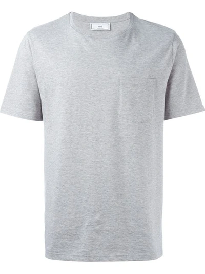 Ami Alexandre Mattiussi Logo-embroidered Cotton T-shirt In Grey