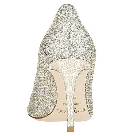 Shop Jimmy Choo Evelyn 85 Glitter Fabric Courts In Champagne