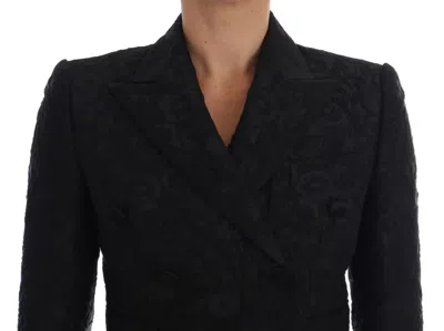 Dolce & Gabbana Black Brocade Blazer Jacket In Black