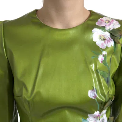 Dolce & Gabbana Floral Elegance Midi Sheath Dress In Green