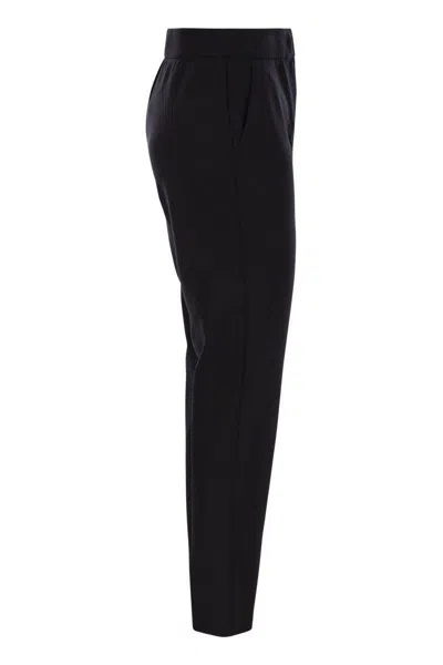 Max Mara Nepeta Stretch Virgin Wool Flare Leg Ankle Trousers In Black