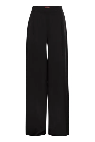 Max Mara Studio Ieti - Flowing Trousers In Envers Satin In Black