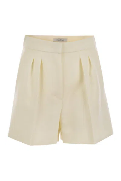 Max Mara Wool Pleated Shorts In White