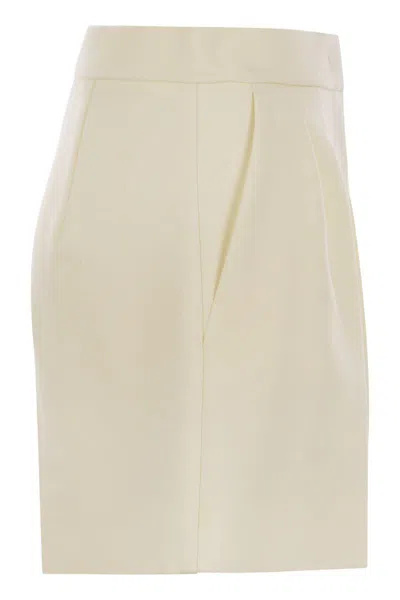 Max Mara Wool Pleated Shorts In White