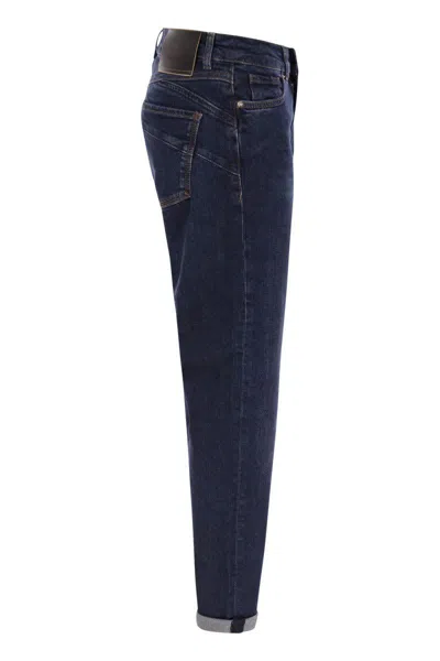 Sportmax Denim Trousers With Back Pockets And Contrast Stitching In Navy