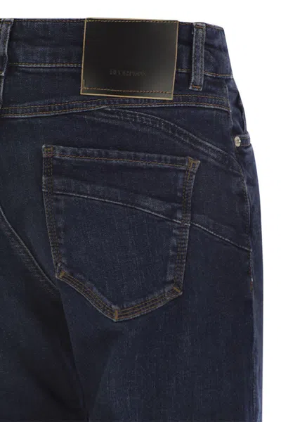 Sportmax Denim Trousers With Back Pockets And Contrast Stitching In Navy