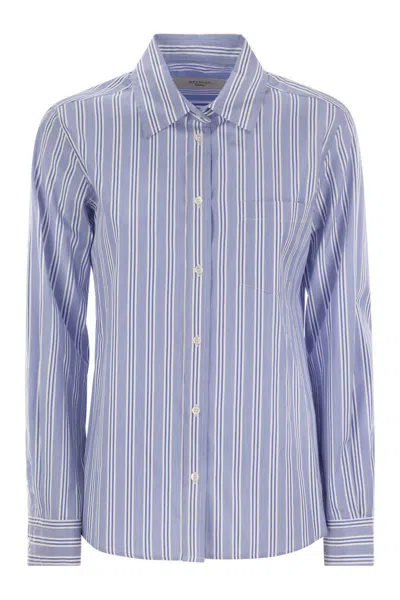 Weekend Max Mara Piadena Striped Poplin Shirt In Blue