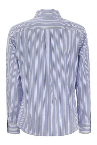 Weekend Max Mara Piadena Striped Poplin Shirt In Blue