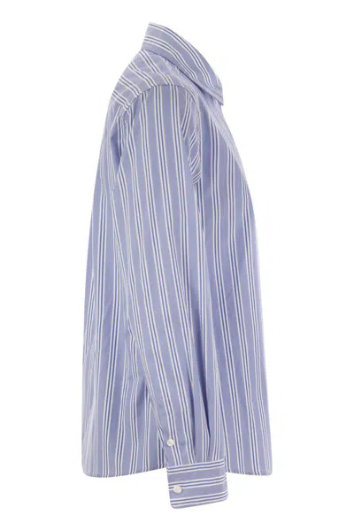 Weekend Max Mara Piadena Striped Poplin Shirt In Blue
