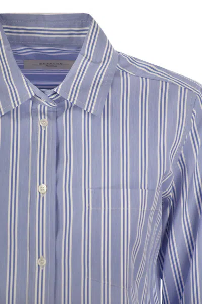 Weekend Max Mara Piadena Striped Poplin Shirt In Blue