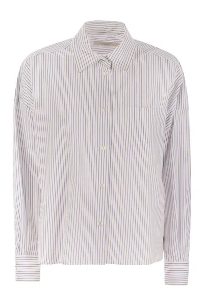 Weekend Max Mara Butterfly Patterned Striped Shirt In Blue