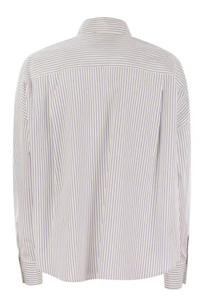 Weekend Max Mara Butterfly Patterned Striped Shirt In Blue