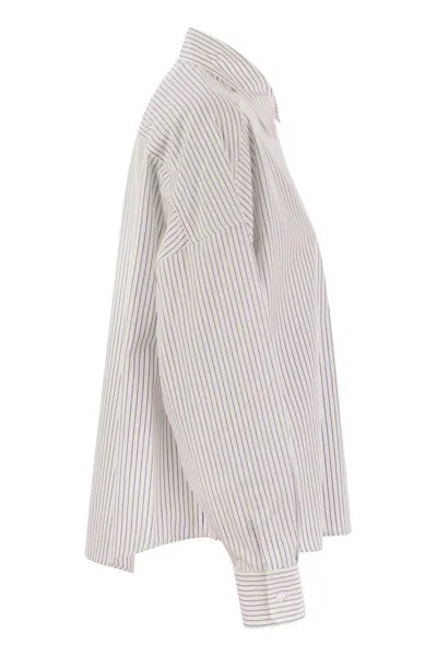 Weekend Max Mara Butterfly Patterned Striped Shirt In Blue