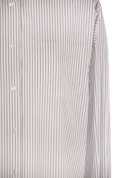 Weekend Max Mara Butterfly Patterned Striped Shirt In Blue